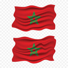 set of morocco independence day with morocco national flag waving fabric illustration png element with pole emoji and clipart transparent background
