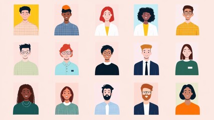 Diverse group of people in a professional setting. Unique styles and expressions showcasing inclusivity and teamwork.