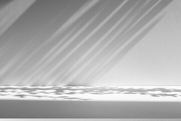 Wall interior background, studio and backdrops show products.with shadow from window color white and grey. background for text insertion and presentation product	