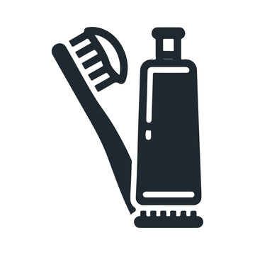 recommend clip art: Black silhouette toothpaste and toothbrush vector icon design
