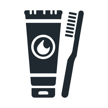 recommend clip art: Black silhouette toothpaste and toothbrush vector icon design