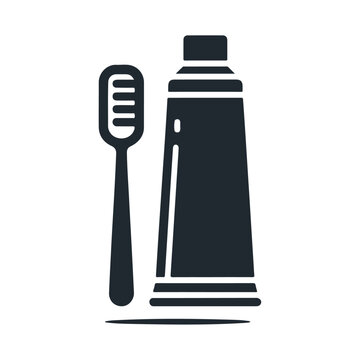 recommend clip art: Black silhouette toothpaste and toothbrush vector icon design