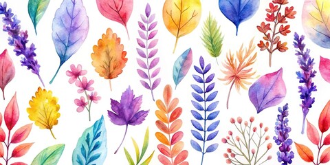 watercolor leaf pattern wallpaper reflected