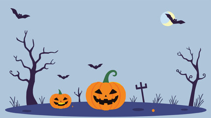 Happy halloween hrroor background with pumpkin halloween, background, moon, creepy, night, pumpkin, horror, haunted, bat, party, postcard, banner, greeting, poster, sale, silhouette, spiral,
