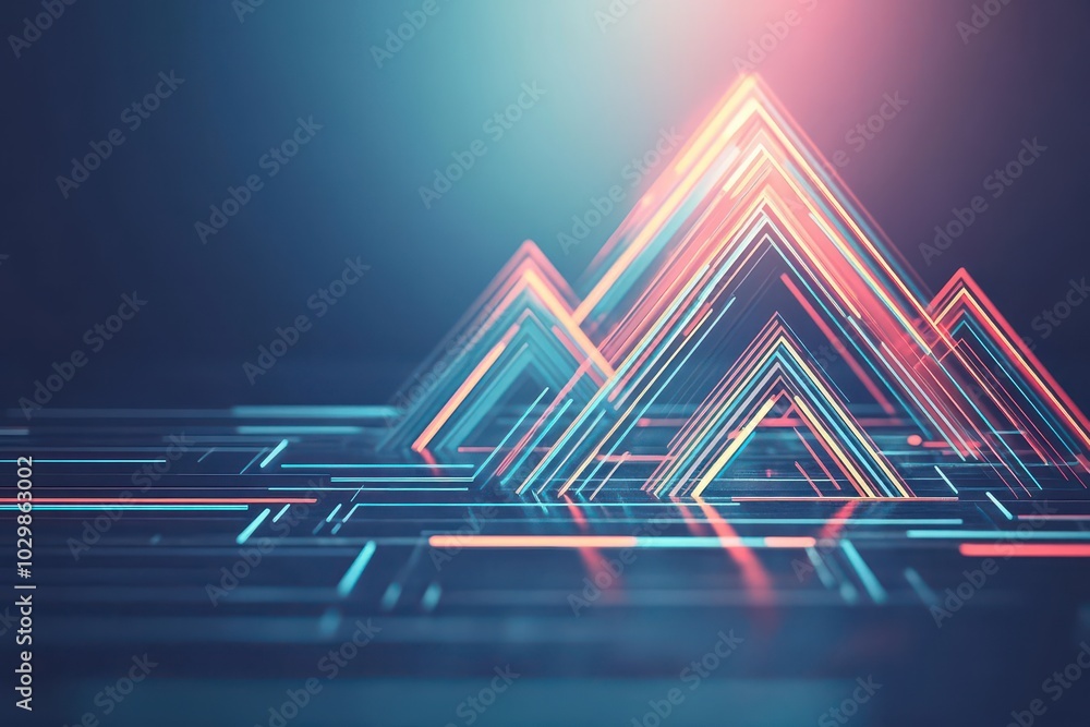 Poster arrows forming a geometric shape, symbolizing structure and organization, abstract 3d render, sharp 