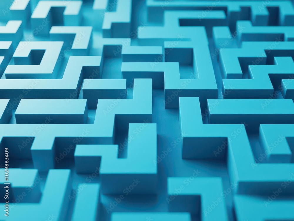 Aufkleber abstract geometric shortcut, direct path through complex patterns, 3d illustration