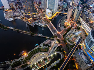 Fototapeta premium Yokohama view from Landmark tower in Kanagawa, Yokohama, Japan