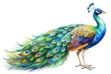 Obraz premium Watercolor painting of a peacock