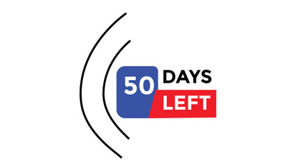 50 days left Countdown number banner templates. time icon. Vector Illustration 
