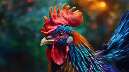Fototapeta premium Vibrant Rooster Portrait