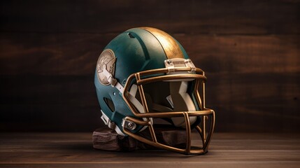 Fototapeta premium Green and Gold Football Helmet