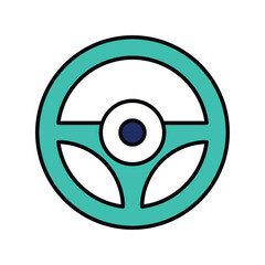 Steering Wheel color line icon with white background vector stock illustration
