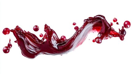 A vivid streak of crimson cranberry jam, isolated against a stark white background.