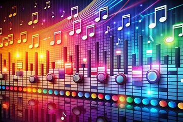 Obraz premium Equalizer Icons Web Banner Design Featuring Music Elements for SEO Optimization
