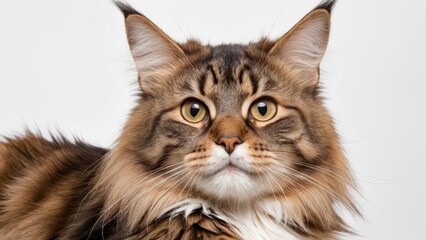 Obraz premium Portrait of Brown maine coon cat on grey background