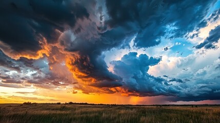 Fototapeta premium A picturesque view of a stormy sky at sunset.