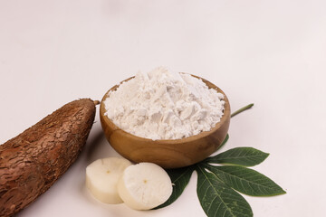 Tepung Tapioca or Cassava Flour and Cassava Tubers.