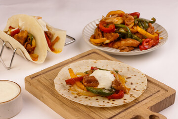 Chicken Fajitas With White Corn Tortilla.