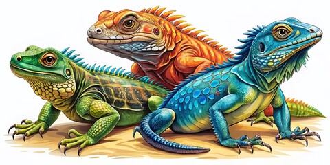 Obraz premium Exotic Iguana Illustration for Travel and Zoo Brochures