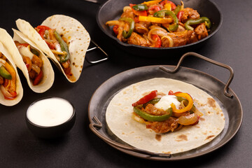 Chicken Fajitas With White Corn Tortilla.