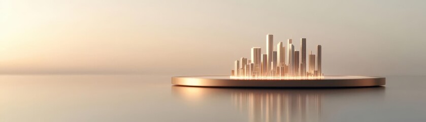 Obraz premium A holographic city emerging from a tablet screen, virtual cities, future of smart living