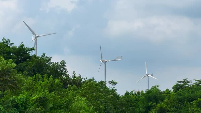 Energy transition with wind power farm on moutain