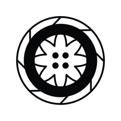 Wheel glyph icon with white background vector stock illustration