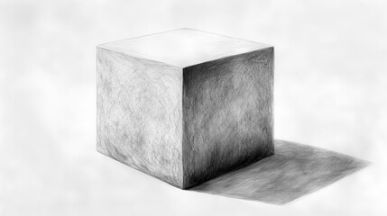 pencil sketch black and white cube 