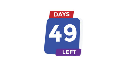 49 days left Countdown number banner templates. time icon. Vector Illustration 
