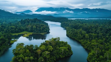 Serene River Winding Through Lush Jungle