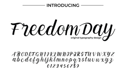 Freedom Day Font Stylish brush painted an uppercase vector letters, alphabet, typeface
