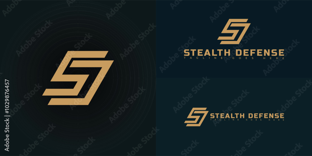 Poster modern initial vector letter sd or ds logo in gold color isolated on multiple background colors. the