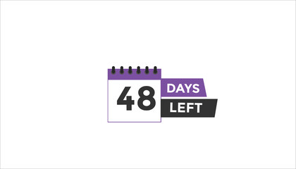 48 days left Countdown number banner templates. time icon. Vector Illustration 
