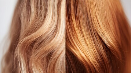 Fototapeta premium Side-by-side images of curly hair styled with honey, from dry and frizzy to smooth and moisturized, with enhanced shine and curl pattern, Digital Rendering, Detailed