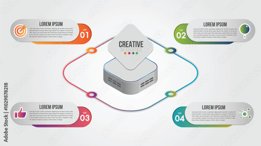 Poster business infographics 4 steps options design template.data and information visualization.dynamic col