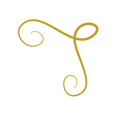 Golden doodle abstract line. Hand drawn curly swishes, swashes and swoops. Vector illustration