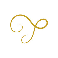 Golden doodle abstract line. Hand drawn curly swishes, swashes and swoops. Vector illustration