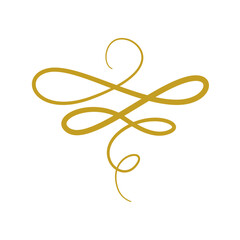 Golden doodle abstract line. Hand drawn curly swishes, swashes and swoops. Vector illustration