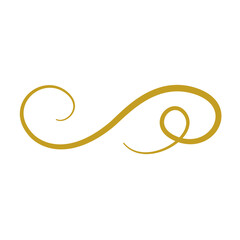 Golden doodle abstract line. Hand drawn curly swishes, swashes and swoops. Vector illustration