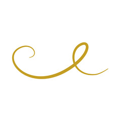 Golden doodle abstract line. Hand drawn curly swishes, swashes and swoops. Vector illustration