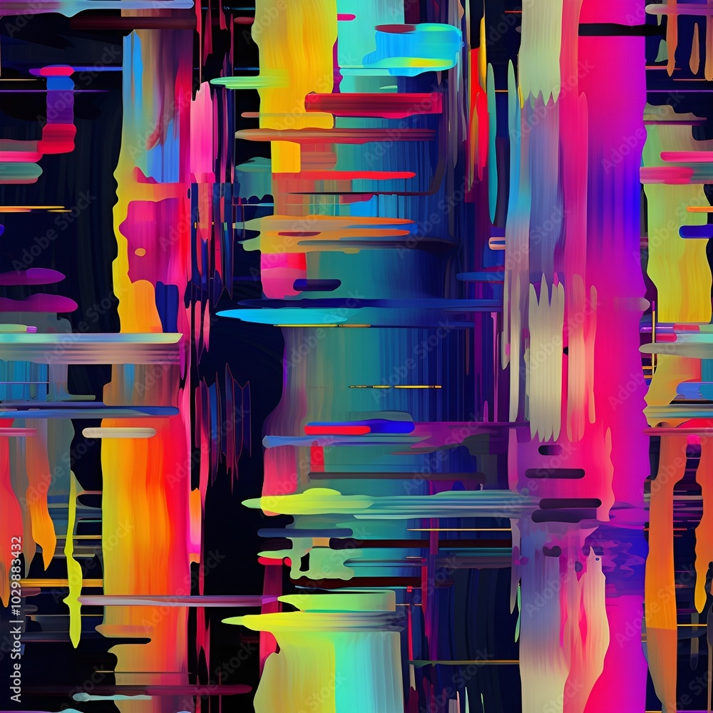 Poster colorful seamless abstract pattern with dynamic strokes and vivid hues