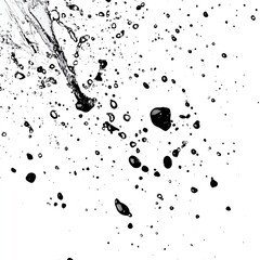 Splatter of water droplets on white background