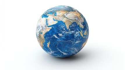 Fototapeta premium Isolated on white, planet Earth's geography highlights Australia, Oceania, and Southeast Asia.