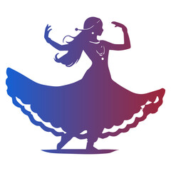 Flat design Indian dancer colorful silhouette vector art illustration