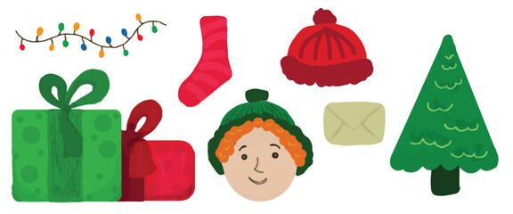 a set of Christmas items. vector illustration. eps 10. 