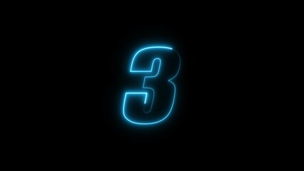  Neon countdown timer number illustration.