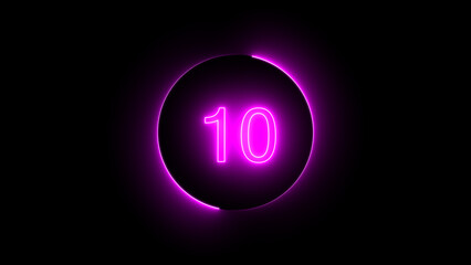 glowing neon number ten
