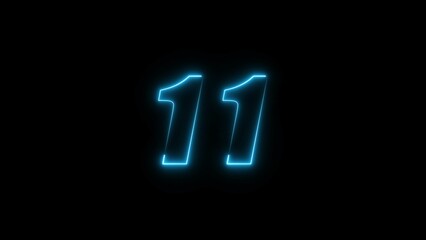  Neon countdown timer number illustration.