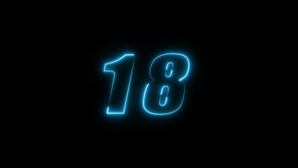  Neon countdown timer number illustration.