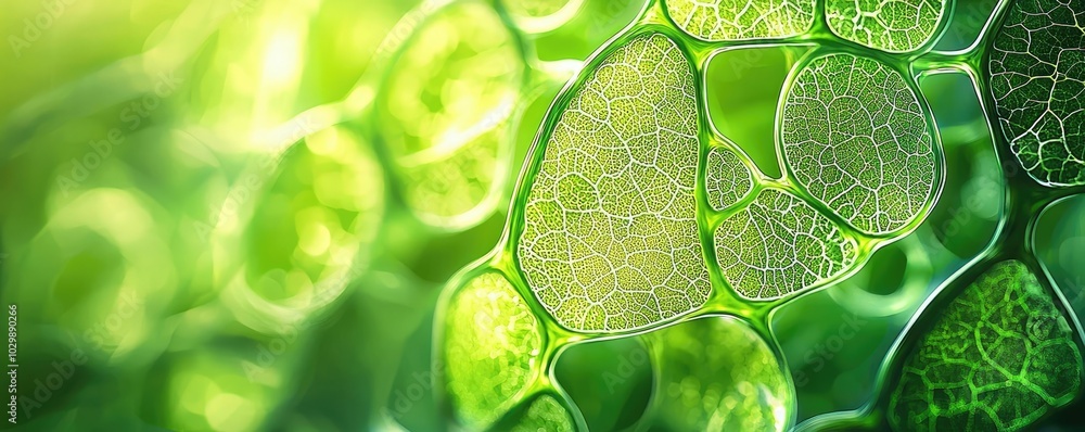 Poster close-up of green leaf texture with intricate patterns on a blurred background.